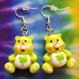 Green Teddy Bear earrings